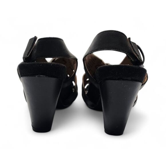 Easy Spirit Renasi Peep-Toe Women's Size 6.5 Black Leather 3 Inch Heel Sandals - Picture 7 of 8